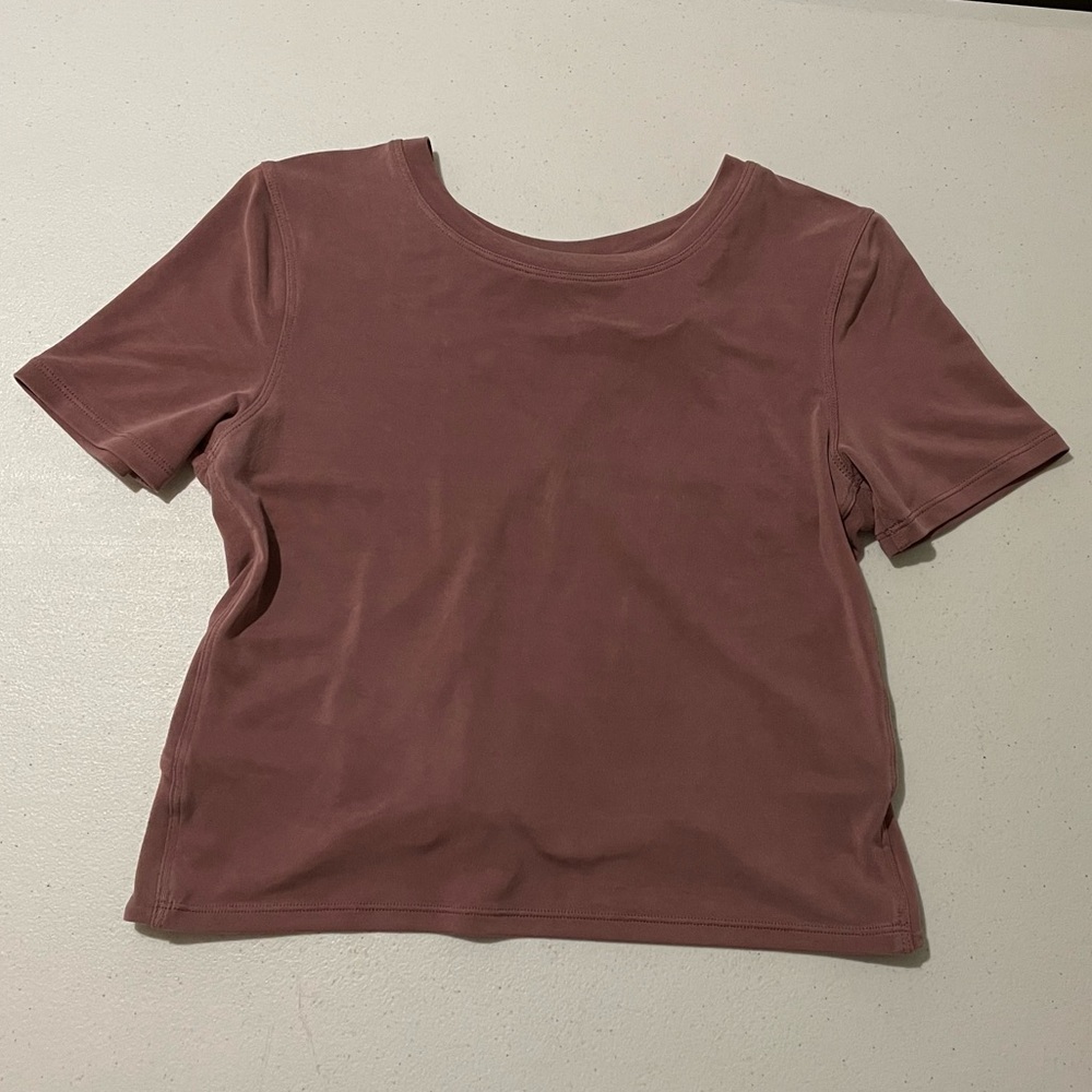 Rare Lululemon Open Tie Back Short Sleeve Crop Top Spiced Chai Pink Size 2 - Picture 4 of 13